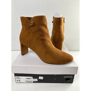 Alfani Women Paam Sculpted Heel Ankle Booties Cognac Brown Faux Suede Size 8M
